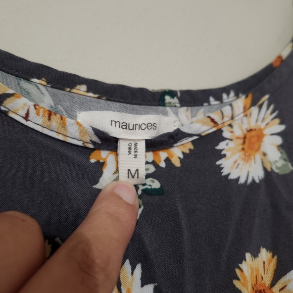 Maurices gray sunflower maxi tiered dress medium boho floral cottagecore - Picture 5 of 6